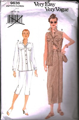 #ad 9636 Vintage Vogue Sewing Pattern Misses 1990s Top Skirt Pants Very Easy OOP Sew