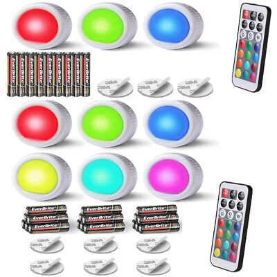 #ad 3PACK 6PACK LED Tap Light Push Light 12 RGB Color Wireless Touch Light 80LM USA