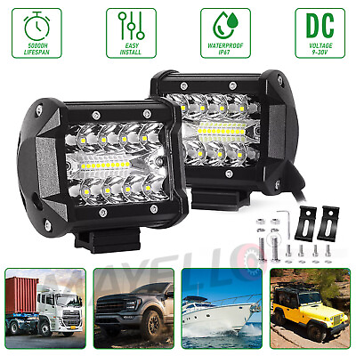 #ad 2x 4quot; 180W LED Work Light Bar 4WD Offroad SPOT Pods Fog ATV SUV UTV Driving Lamp