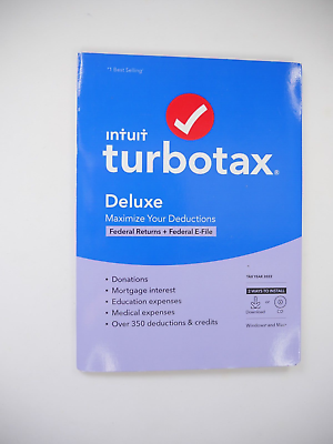 #ad New Intuit Turbotax Deluxe 2022 Federal Return Federal E File