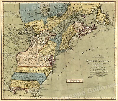 #ad North America 1771 Colonial Map 13 Colonies 20x24