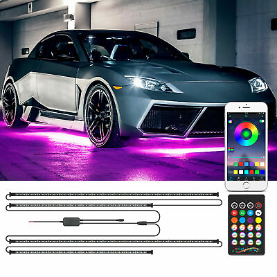 RGB LED Strip Under Car Tube Underglow Underbody System Neon Light Kit APP