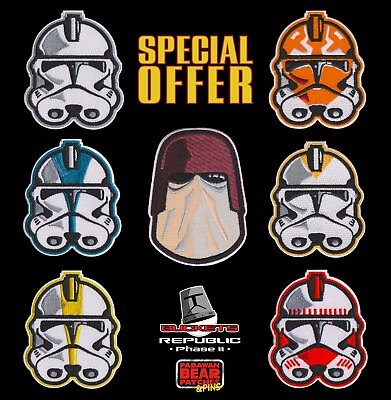#ad Star Wars quot;Bucketsquot; Series Phase II Clone Trooper helmet embroidered patches