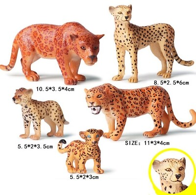 #ad 5pcs Leopard Cheetah Wild Farm Animal Toy PVC Action Figure Kids Toys Party Gift
