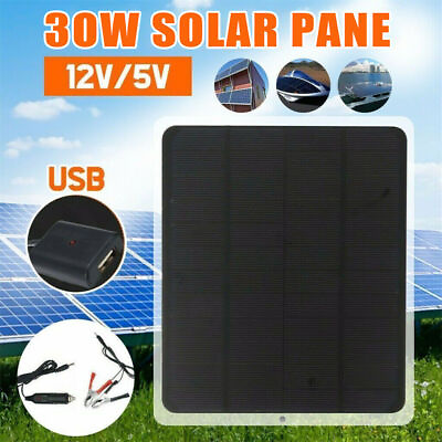 #ad 30W Solar Panel 12V Trickle Charge Battery Charger For Maintainer Marine RV Car