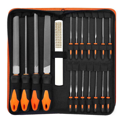 #ad File Set 19Pcs Hand Metal File Drop Forged Alloy Steel File Set with Carry Case