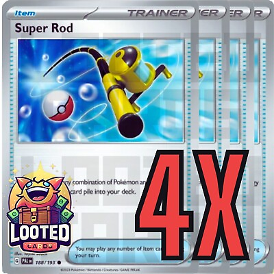 #ad 4x Super Rod 188 193 x4 Paldea Evolved Pokemon TCG Playset NM