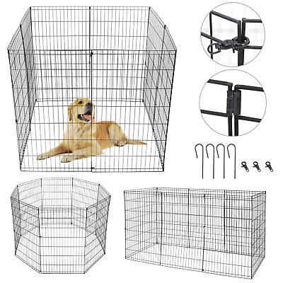 #ad 42 Inch 8 Panels Tall Dog Playpen Large Crate Fence Pet Play Pen Exercise Cage