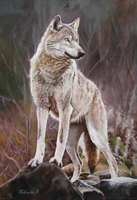#ad 36quot;Hand Painted the wolf Large Oil Painting on Canvas for Home Wall Decor Art