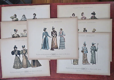 #ad Fashion of the 1890#x27;s Female Fashion prints lot x 7 c. 1898 hand colored