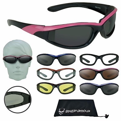#ad Womens Motorcycle Sunglasses Wind Resistant Biker Pink Purple Red Orange Glasses