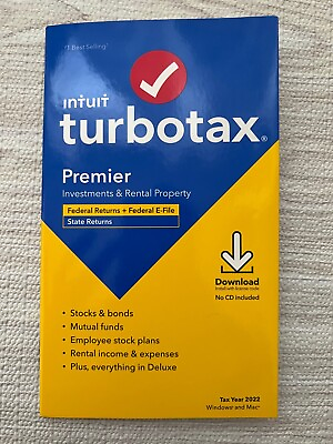 #ad TurboTax Premier 2022 Tax Software Federal and State Tax Return Download Only