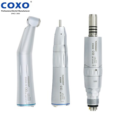 #ad COXO Dental Fiber Optic Contra Angle Straight Low Speed Handpiece Air Motor