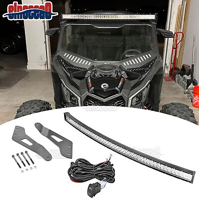 #ad Roof Windshield 52#x27;#x27; Curved LED Light Bar amp; Mount Wire For Can Am Maverick X3