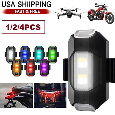 7 Colors LED Aircraft Warning Strobe Lights USB Chargeable Motorcycle Bike Drone