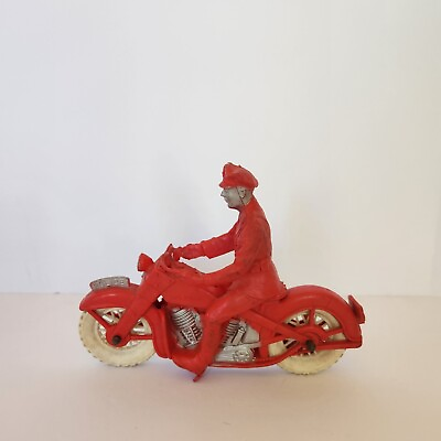 #ad Vintage Auburn Rubber Red Police Motorcycle