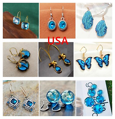 #ad Fashionable Sky Blue Women Exquisite Fashion Earrings Christmas Gift Trendy New