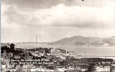 #ad RPPC Golden Gate Bridge from Telegraph Hill San Francisco Zan Photo Postcard