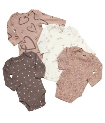 #ad Carter#x27;s Baby Girl 4 Pack Long Sleeve Bodysuits 3M 18M NWT