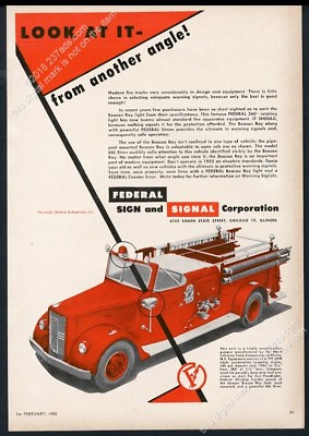 1955 Hanover Township Pennsylvania fire engine truck photo Federal light ad