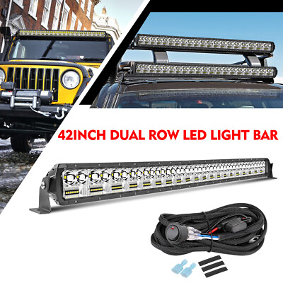 #ad 44quot; 42quot; 1800W LED Light Bar Combo Offroad Truck Driving 4WD RZR ATV Lamp Wiring