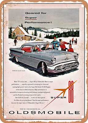 #ad METAL SIGN 1957 Oldsmobile Super 88 Holiday Coupe Geared for Super Performance