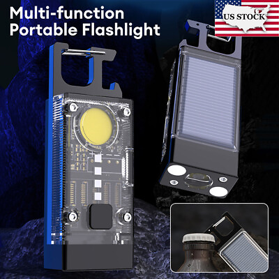 #ad #ad Multifunction Solar Mini LED COB Flashlight Keychain Rechargeable Work Lights US