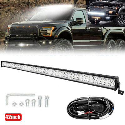 #ad 42Inch Led Light Bar Spot Flood Combo Off Road Driving SUV Truck Wiring 40quot; DRL