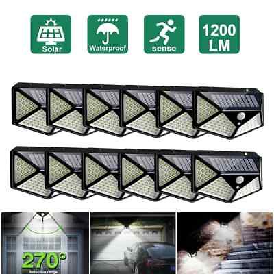 Solar Power 100 LED Light PIR Motion Sensor Outdoor Security Lamp Wall Garden