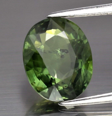 #ad 4.79 CT CERTIFIED OVAL NATURAL GREEN SAPPHIRE HEATED THAILAND