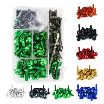 #ad Motorcycle Complete Fairing Bolt Body Screws Kit Aftermarket Fit For Kawasaki
