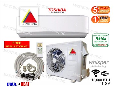 #ad #ad 12000 BTU Ductless Air Conditioner Heat Pump Mini Split 110V 1 Ton W kit WiFi