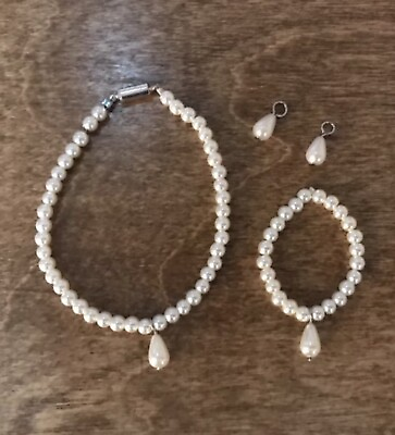 #ad Pearl Jewelry Set for 18inch Dolls earring posts not included