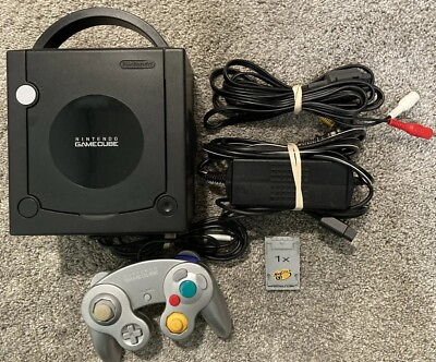 #ad Black Nintendo GameCube Console DOL 101 OEM Controller Memory Card amp; All Cords