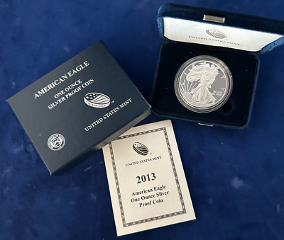 #ad 2013 W American Eagle Silver Proof Dollar in Original US Mint Box with COA