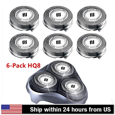 #ad HQ8 Replacement Heads for Philips Norelco Shaver Razor Blades 6 Pack USA Stock