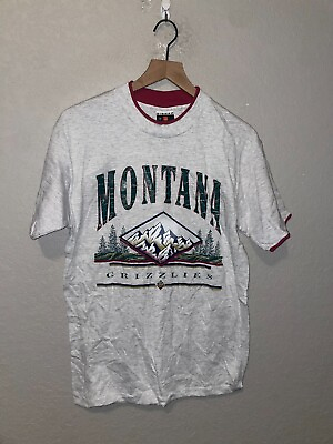 #ad 90s Vintage MT Montana Grizzlies Nature College Gray Shirt VTG M Medium 1990s