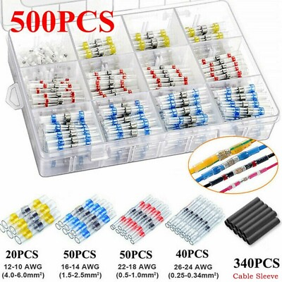 #ad #ad 500PC Solder Seal Sleeve Heat Shrink Stick Butt Wire Stick Connectors Terminals