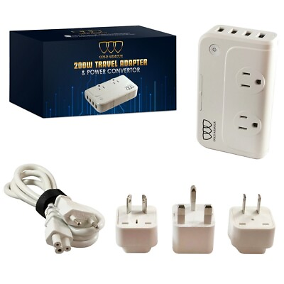 #ad 200W Step Down 220V to 110V Voltage Converter Travel Adapter Accessories 4 USB