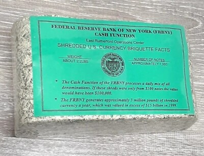 #ad #ad Federal Reserve New York Cash Function Brick 2.2lb Shredded US Currency Bills