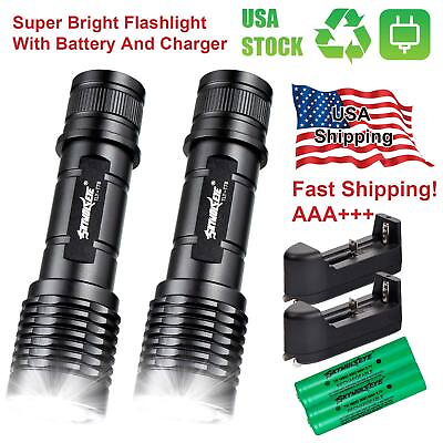 #ad #ad 2 Pack Super Bright LED Tactical Flashlight Zoom Police LED Flashlights 5 Modes