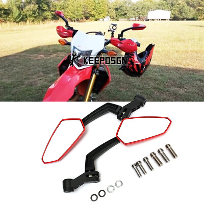 #ad Pair Motorcycle Side Mirrors Red Leaf Clear Rearview For Honda CRF250L CRF250R