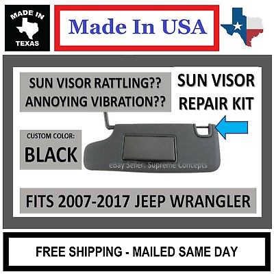 Jeep Wrangler JK JKU Sun Visor Repair Kit Left amp; Right Side Sunvisor Black