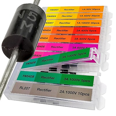 #ad 130 pcs 7 Value Rectifier Diode Kit Diode Assortment Kit Contains Pack of Assort