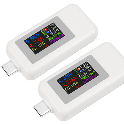 #ad 2PCS USBC Tester Detector Voltmeter Ammeter Voltage Power Capacity Current Meter