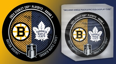 #ad #ad 2024 STANLEY CUP PLAYOFFS PUCK ROUND 1 DUELING BOSTON BRUINS TORONTO MAPLE LEAFS