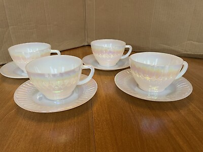#ad #ad 8pc. Vintage Federal Oven Proof Iridescent Moonglow Coffee Teacup amp; Saucer Set