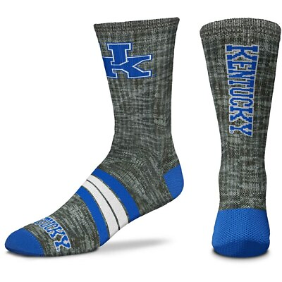 #ad Kentucky Wildcats College Gray RMC amp; Blue Quad Stripe Deuce Socks