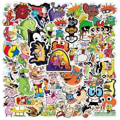 #ad 50 Pack of 90s Cartoon Stickers for Laptop Water Bottle Phone Case