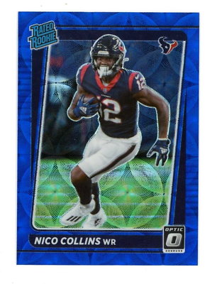 #ad 2021 Optic Nico Collins RC Blue Scope Prizm #230 Rated Rookie Texans